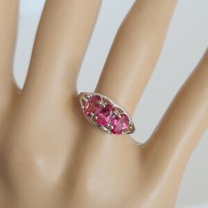 Pink Topaz 1.4 Carats with Diamonds Ring SIZE 7